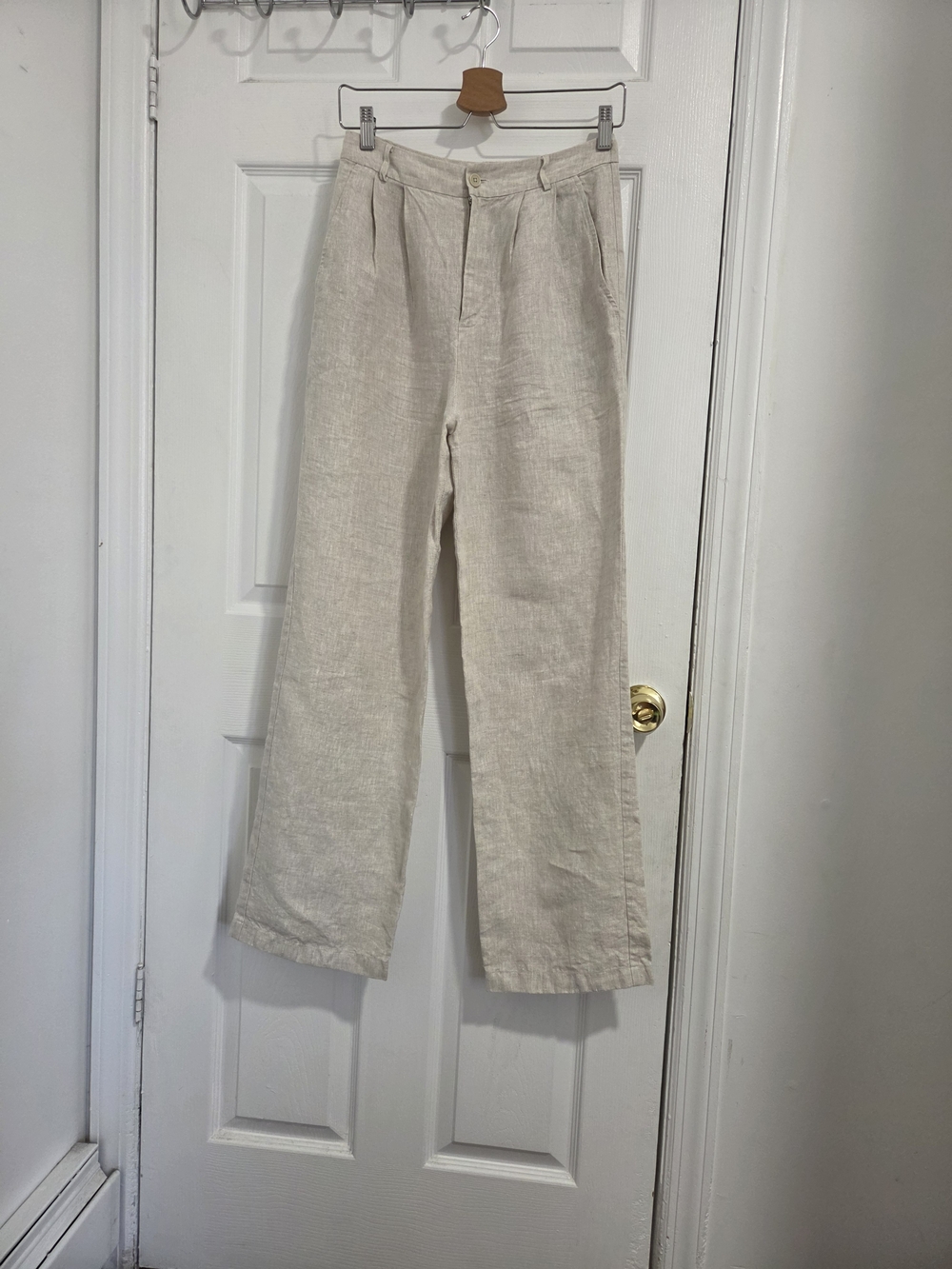 Reformation High-Rise Wide Leg Linen Pants - Cream - Picture 4 of 14